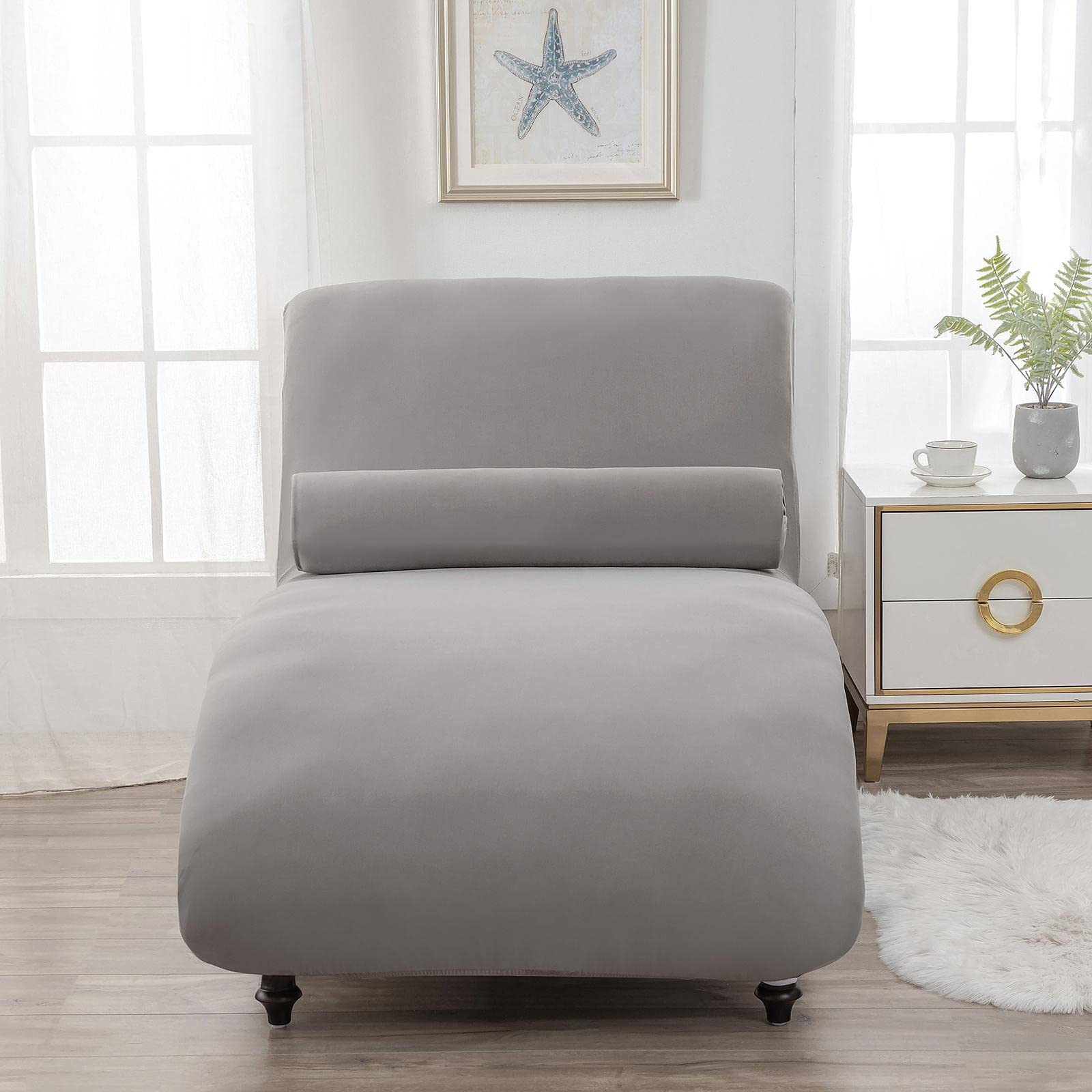 Coprisedia, Coprimaterasso Elasticizzato, Coprimobili, in Spandex, Lavabile, per Camera da Letto, Soggiorno, Uso Quotidiano, Grigio