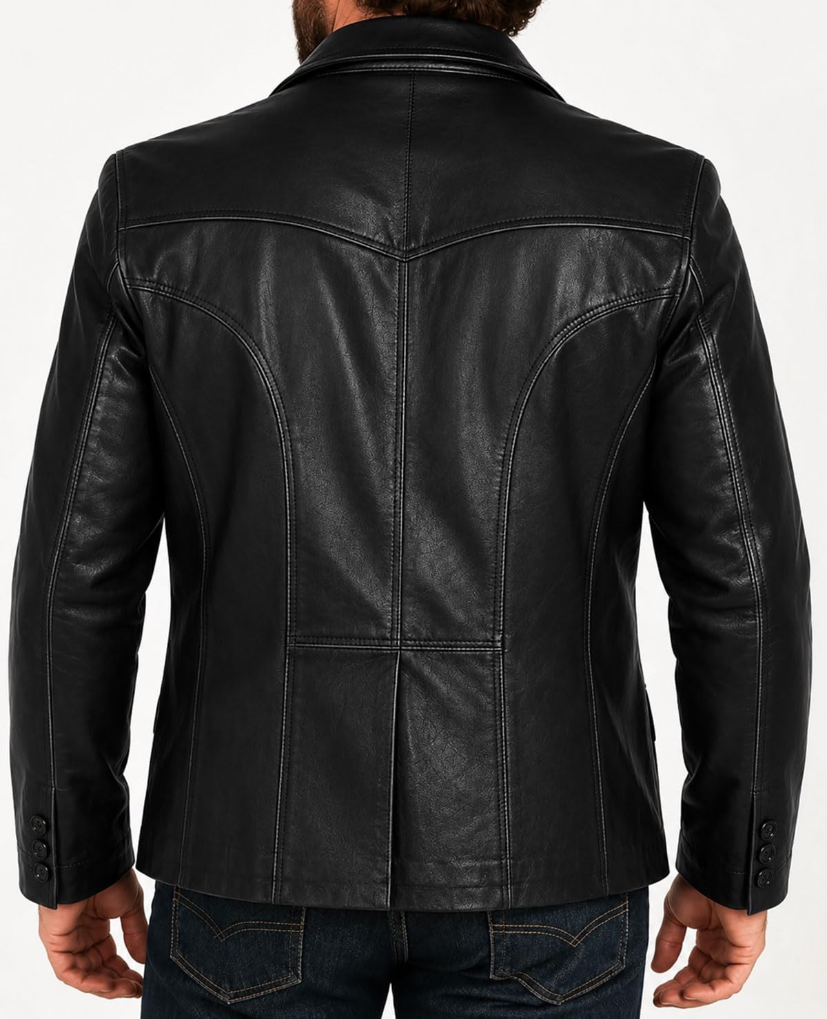 Blazer negro de 2 botones para hombre - Blazer de cuero para hombre
