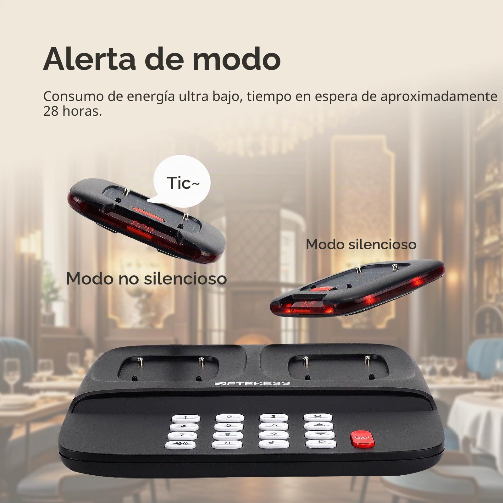 Retekess TD183 Avisador mesa Restaurante, Pagers Beepers, 20 Buscapersonas | para Logística, Hotele, Almacén, FSK 800M, Estable y Difícil de Volcar, Modo Función de Recordatorio