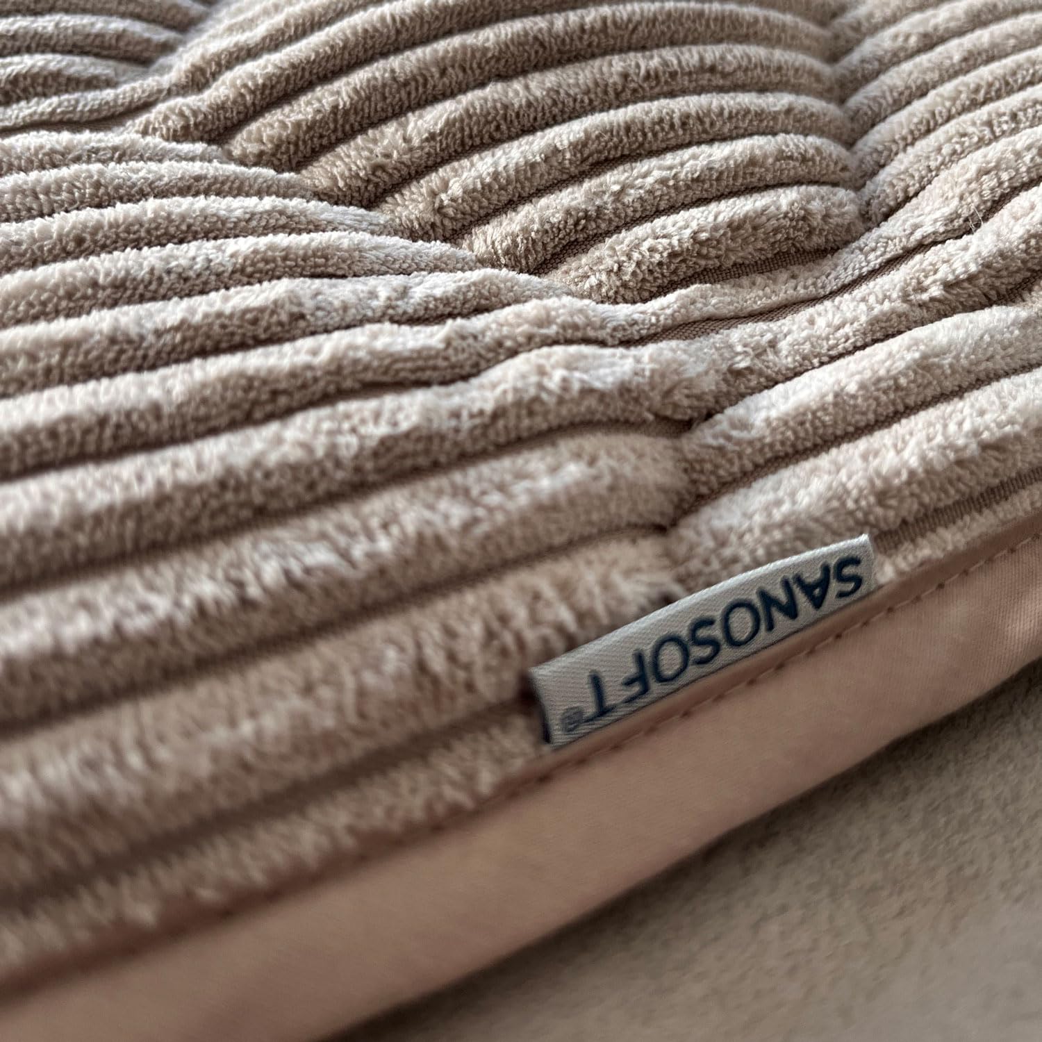 Sanosoft® Soft-Cord Krabbeldecke - rutsch- & wasserfest - Öko Tex & Made in Germany (Natur/Creme, 130x150cm)