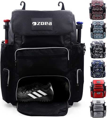 ZOEA Paquete de bates expandible súper grande, mochila de bolsa de bate de béisbol, equipo de T-Ball y softbol y equipo para adultos, gran capacidad