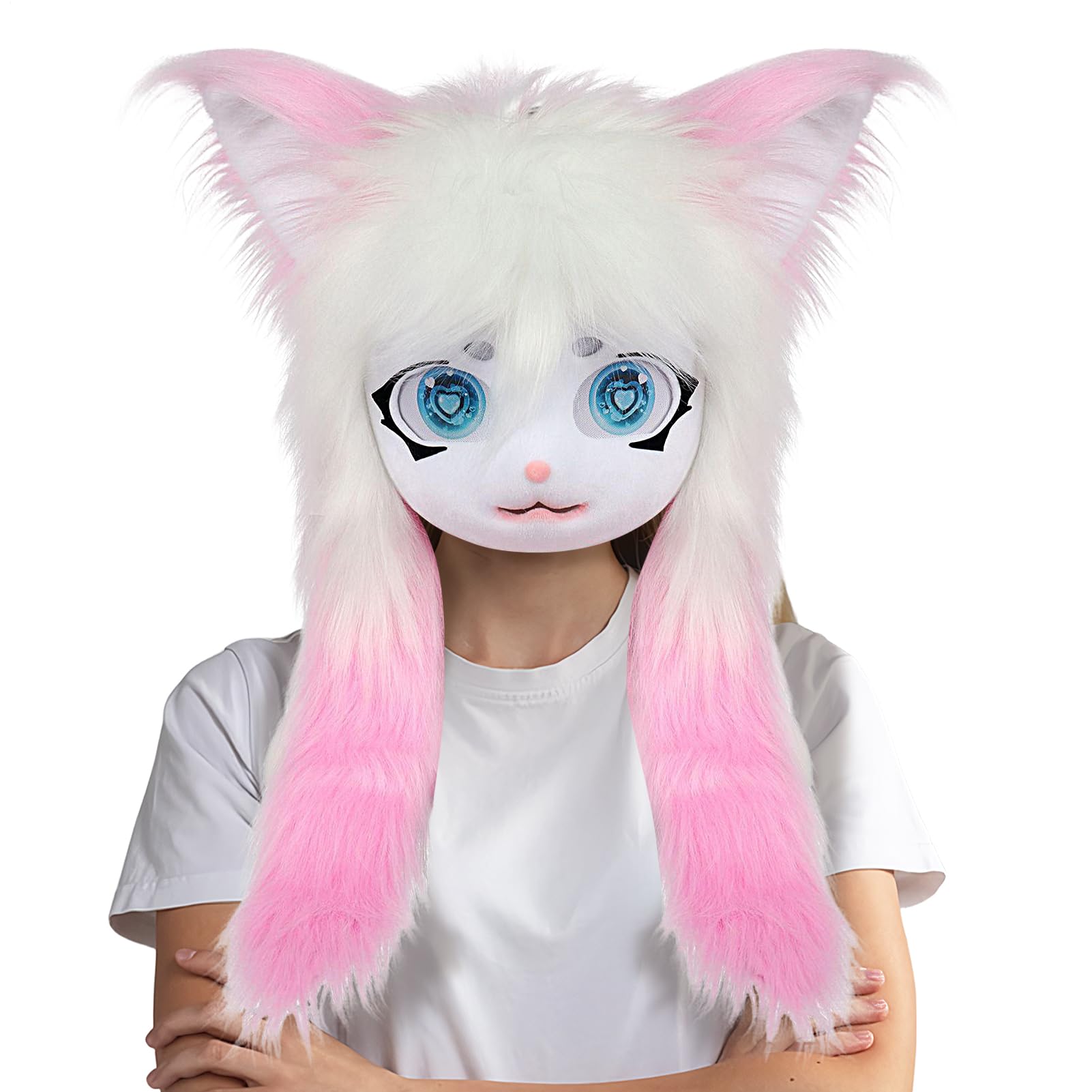 Furry Cosplay Copricapo Peluche Realistico Accessorio Travestimento | Maschera Integrale Per Donne Uomini Masquerade Cosplay Festa Anime Convention Teatro Spettacolo Performance