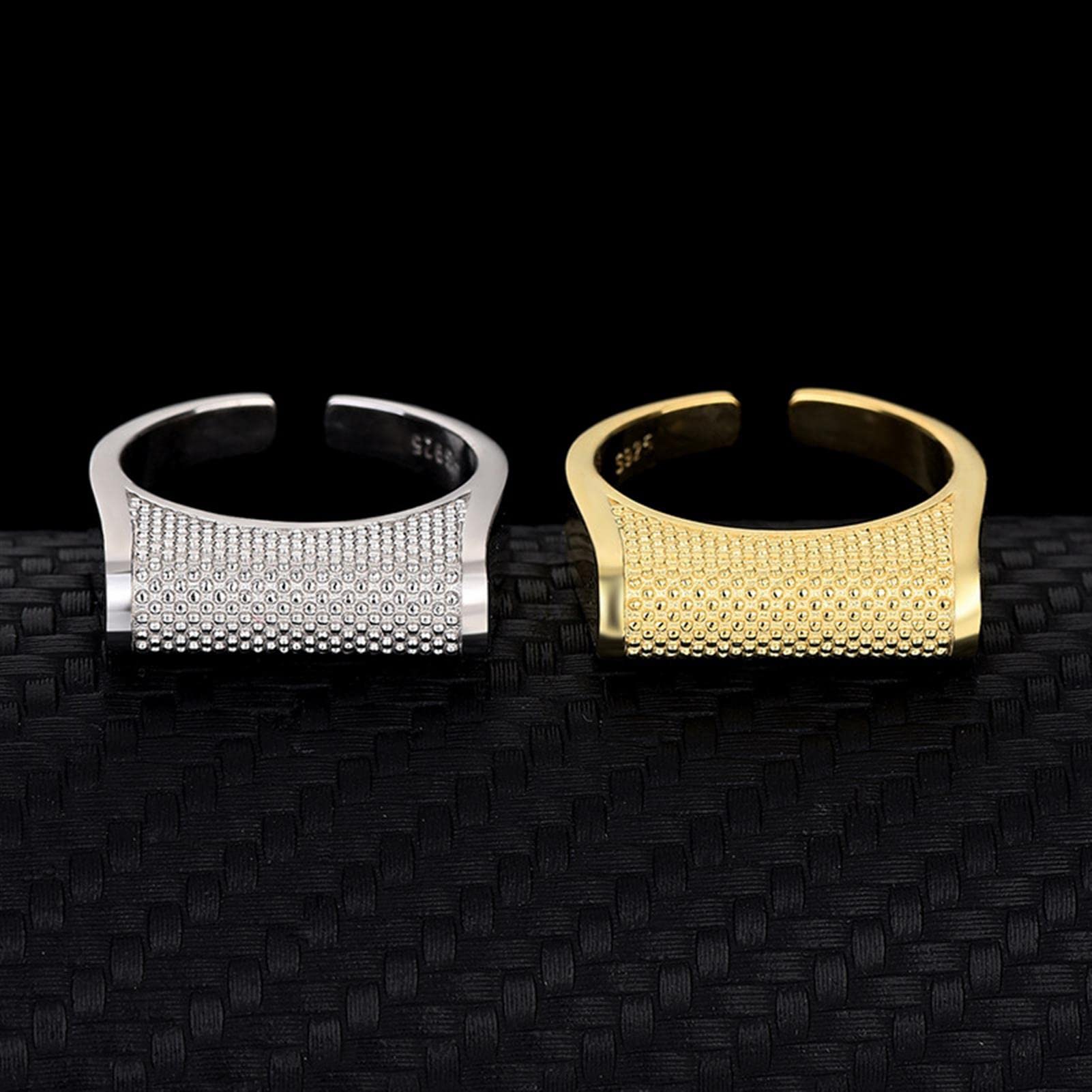 S925 Sterling Silber Ring Einstellbare 18K Open Verlobungsring Hip Hop Personalisierte Ring für Frauen,Gold