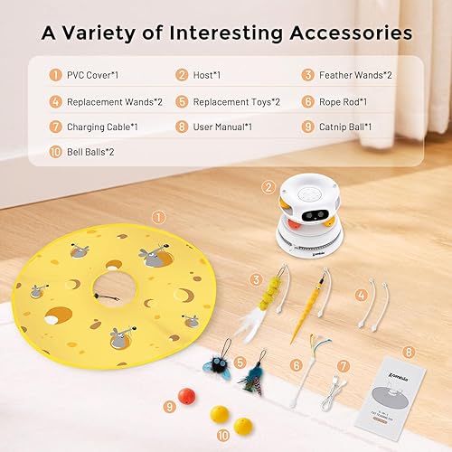 Miniatura 7 de Hide and Seek - Juguetes interactivos 5 en 1 para gatos de interior, láser automático, activado por movimiento, pluma aleteante, bolas de doble