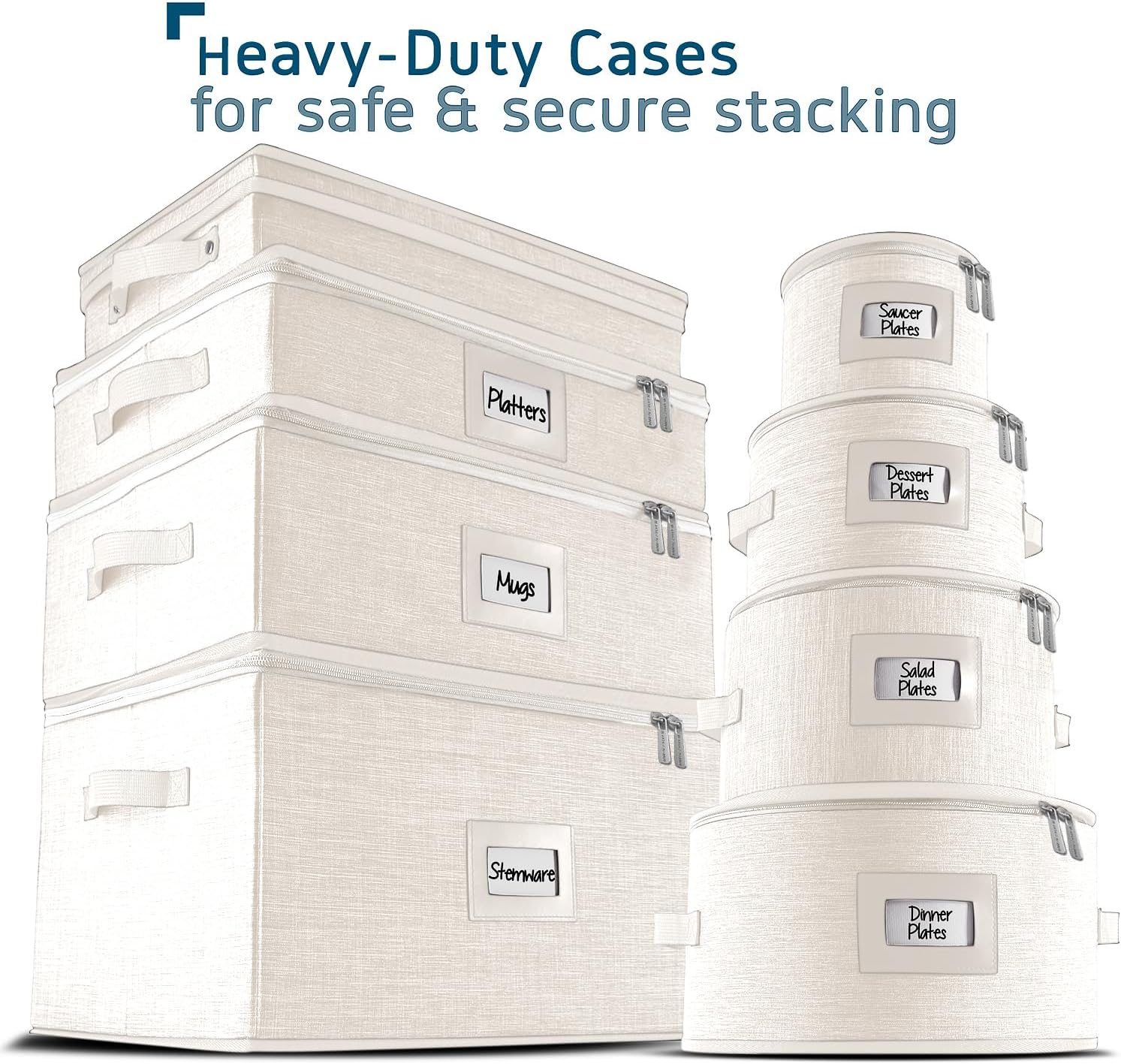 Flatware & Utensil Storage, Durable Silverware Storage Box with Padded Dividers, 5 Compartment Flatware Storage Case, Silverware Case with Handles, Protects and Organizes Cutlery, Cream - Image 7