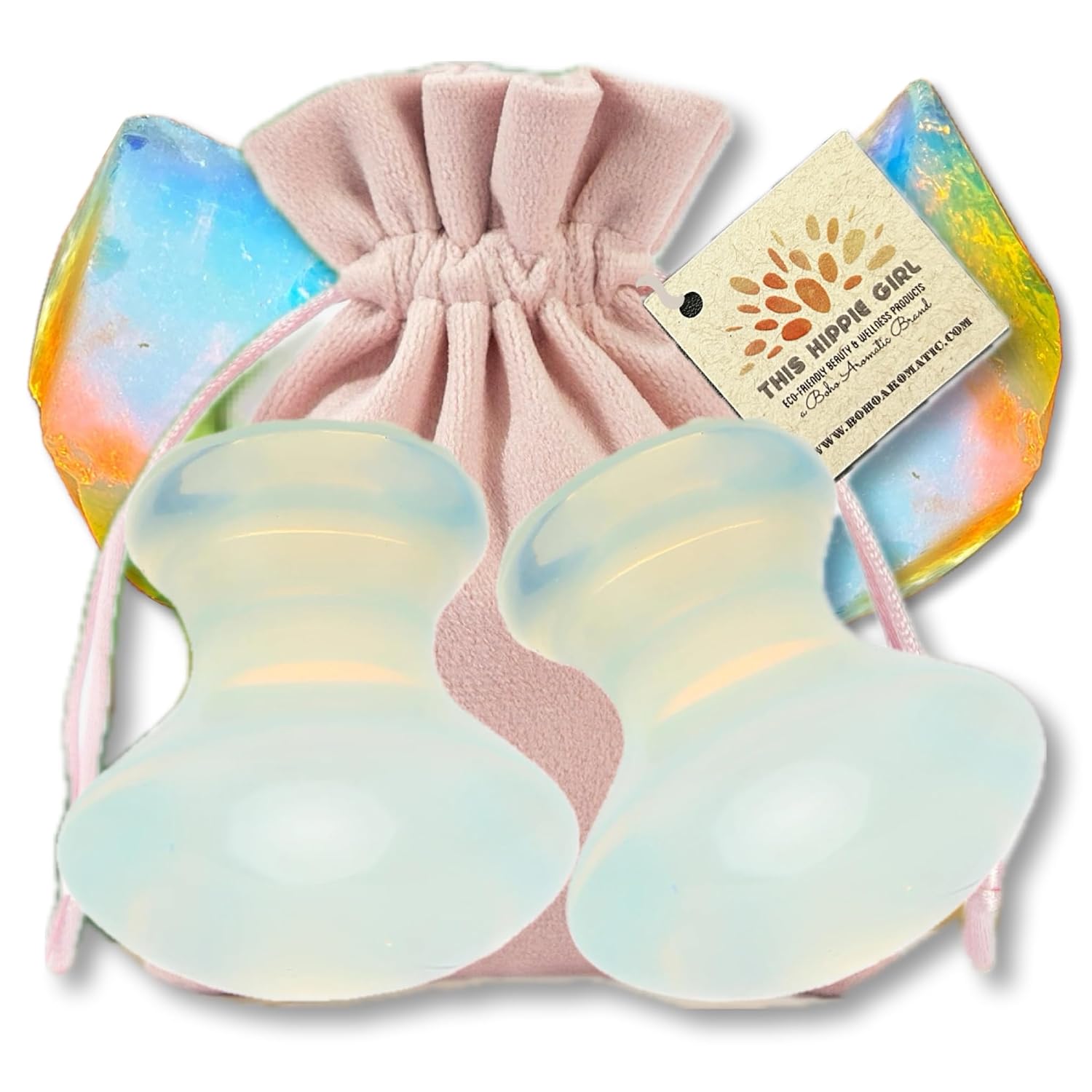 This Hippie Girl Gua Sha Mushroom Set, Jaw Sculpting Tools, Opalite Stone Facial Toning and Yoga Sculpt Massage Tool, 2 Gua Sha Mushrooms for Skin and Facial Treatment, Opal Facecare Tools