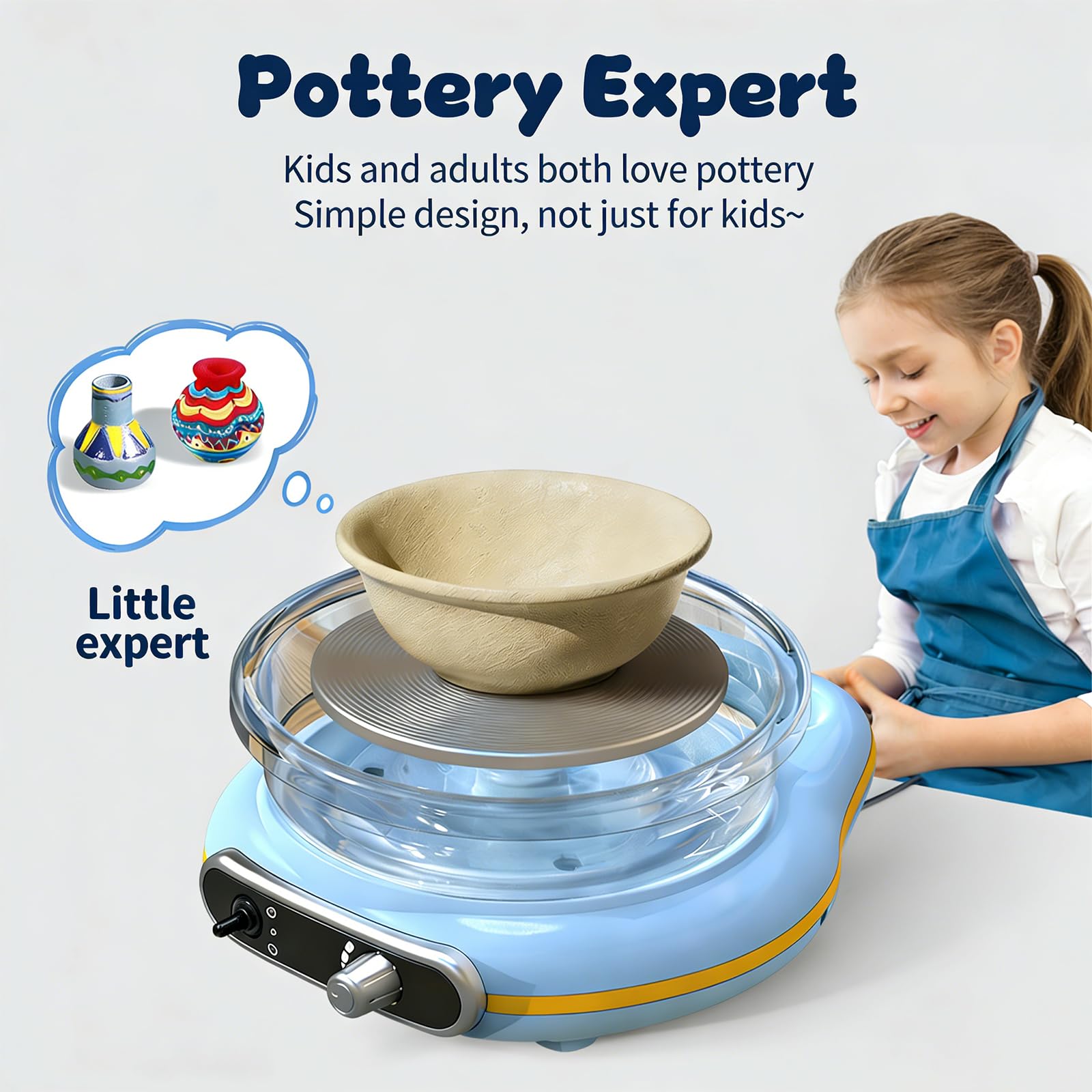 Koło garncarskie, mini elektryczna maszyna do gliny z narzędziami ceramicznymi i bezstopniową regulacją prędkości, dwukierunkowy obrót do ceramiki DIY dla dorosłych i dzieci