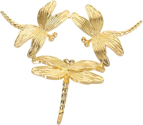 SHOWERORO Soporte de metal para decoración de estatua de escritorio, bandeja de joyería de metal para manualidades, forma de libélula con base de