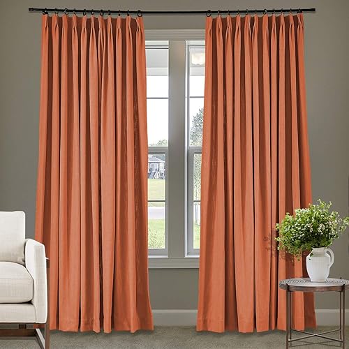 Miniatura 112 de Frelement Cortinas plisadas de lino de algodón extra anchas para oscurecer la habitación, 120 pulgadas de ancho x 96 pulgadas de largo, cortinas