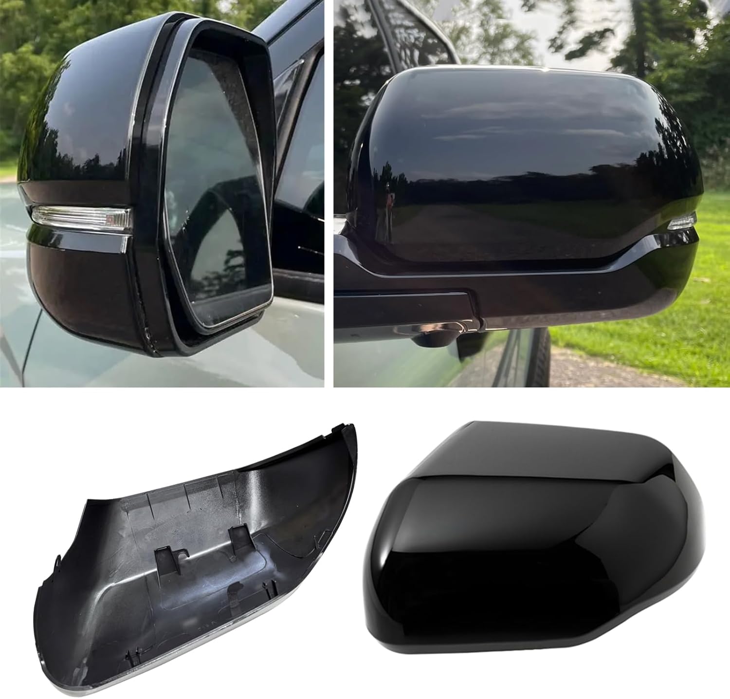 Gloss Black Side Mirror Cover Cap Fits For 2022 2023 2024 2025 Toyota Tundra With Turn Signal Replace 87915-0C100-C0 87945-0C100-C0