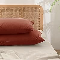 Vista 16 de BESTOUCH Funda de almohada 100% algodón lavado para cabello y piel, tacto de lino, suave, cómoda, transpirable, juego de 2 fundas de almohada