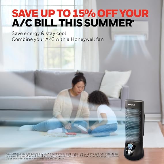 Honeywell QuietSet Personal Table Fan, Oscillating Personal Desk Fan For Bedroom with Quiet Operation, 4 Levels of Power and Sound, Black, HTF210B (Pack of 2)