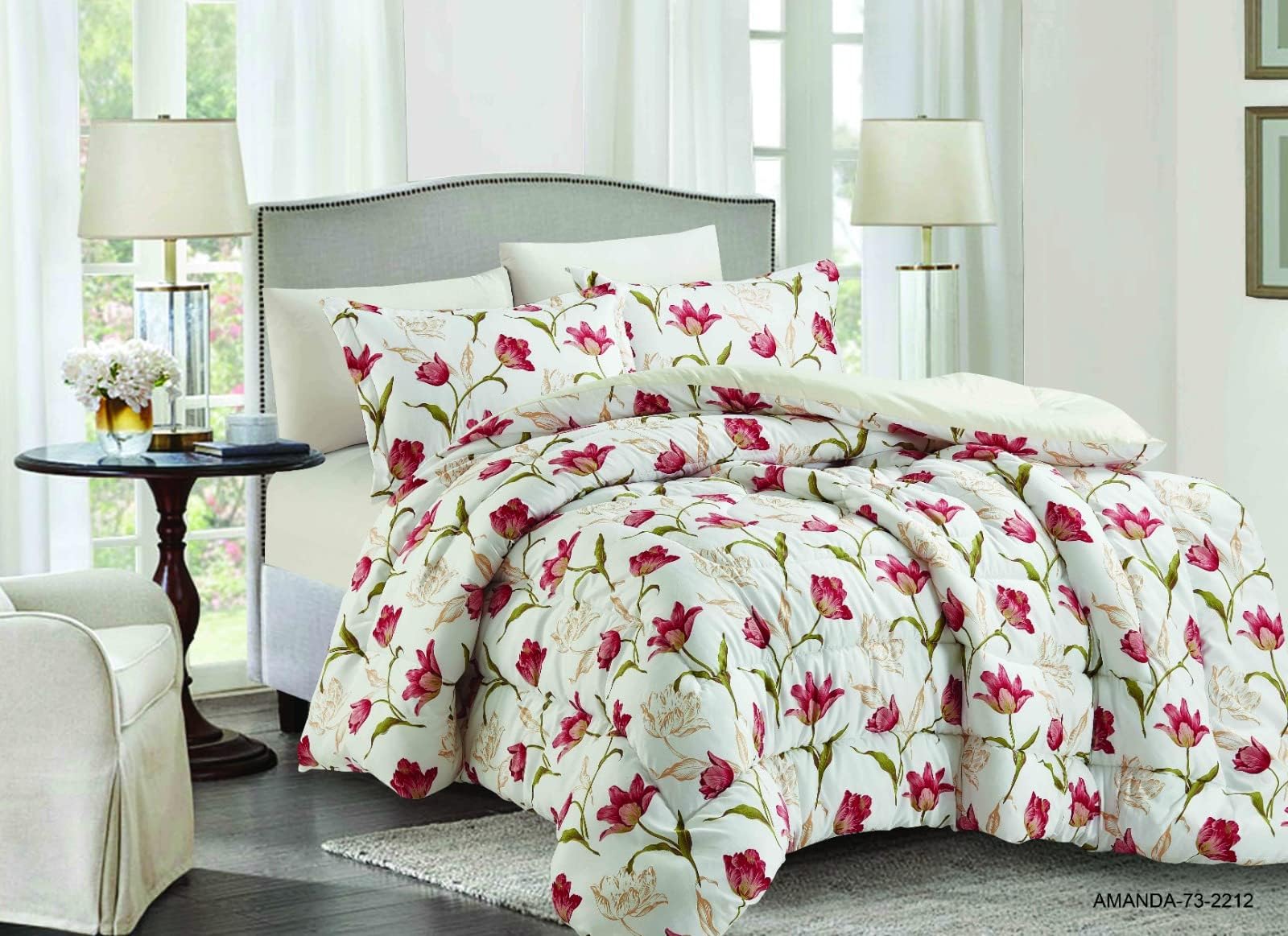 EliteHome Elegant Bliss Single Size 4-Piece Luxury Comforter Set with Pillow Cover, Fitted Sheet, and Pillow Sham