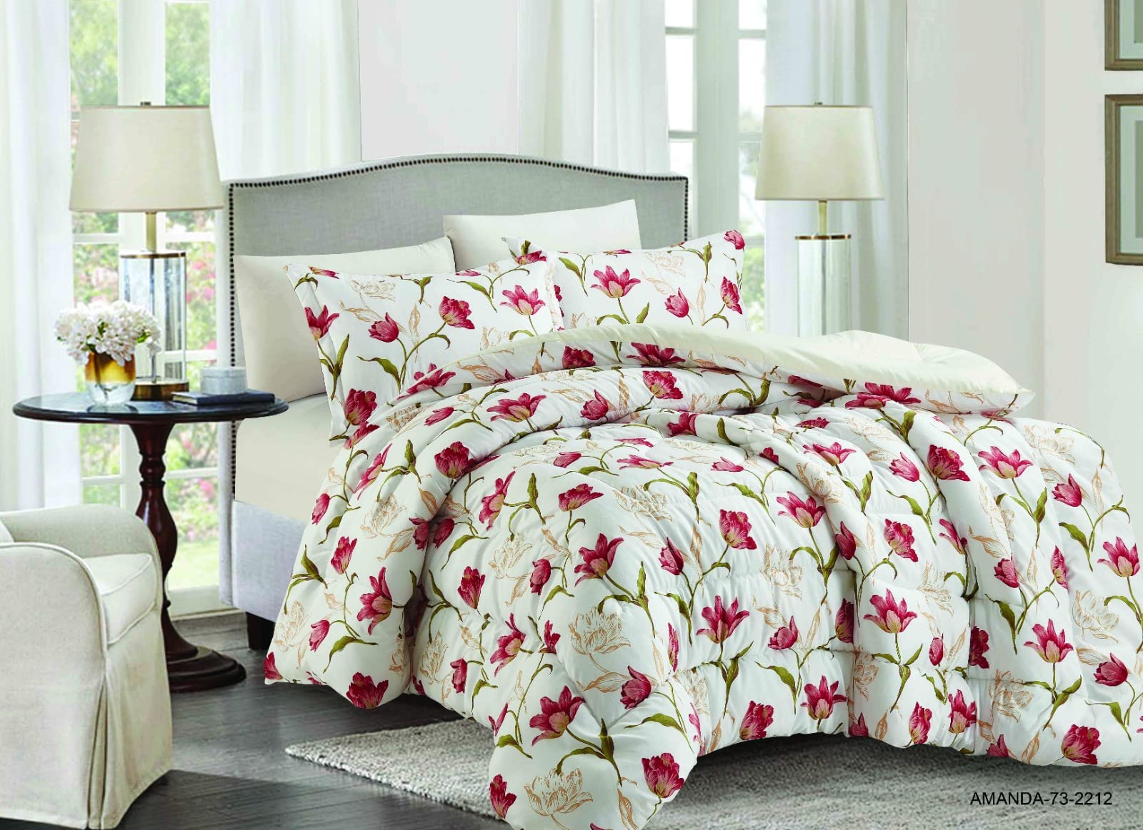 EliteHome Elegant Bliss Single Size 4-Piece Luxury Comforter Set with Pillow Cover, Fitted Sheet, and Pillow Sham