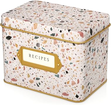 Jot & Mark Recipe Card Gift Box, 25 4x6 inch Cards, 14 Dividers, Decorative
