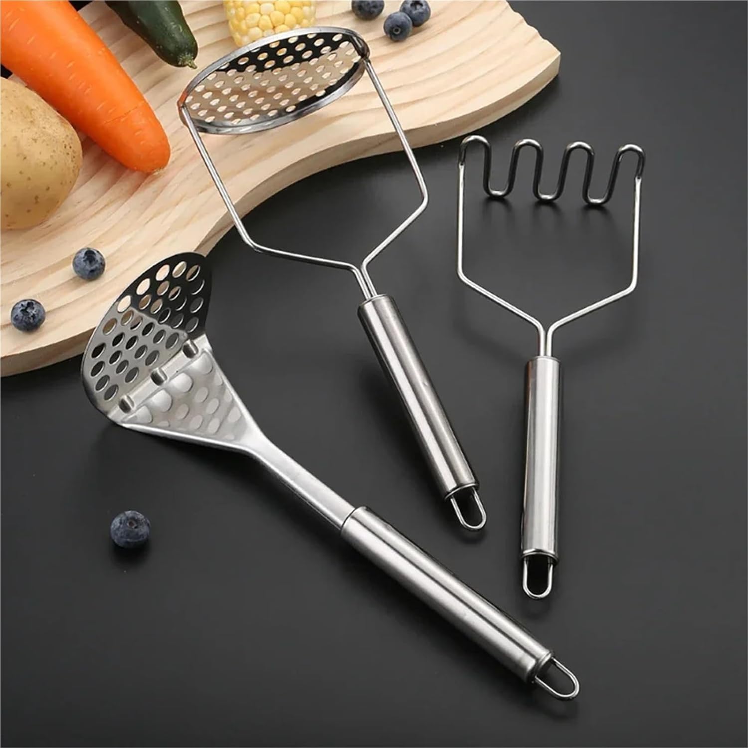 Stainless Steel Potato Masher – Manual Fruit & Vegetable Crusher for Home Kitchen Use(01)