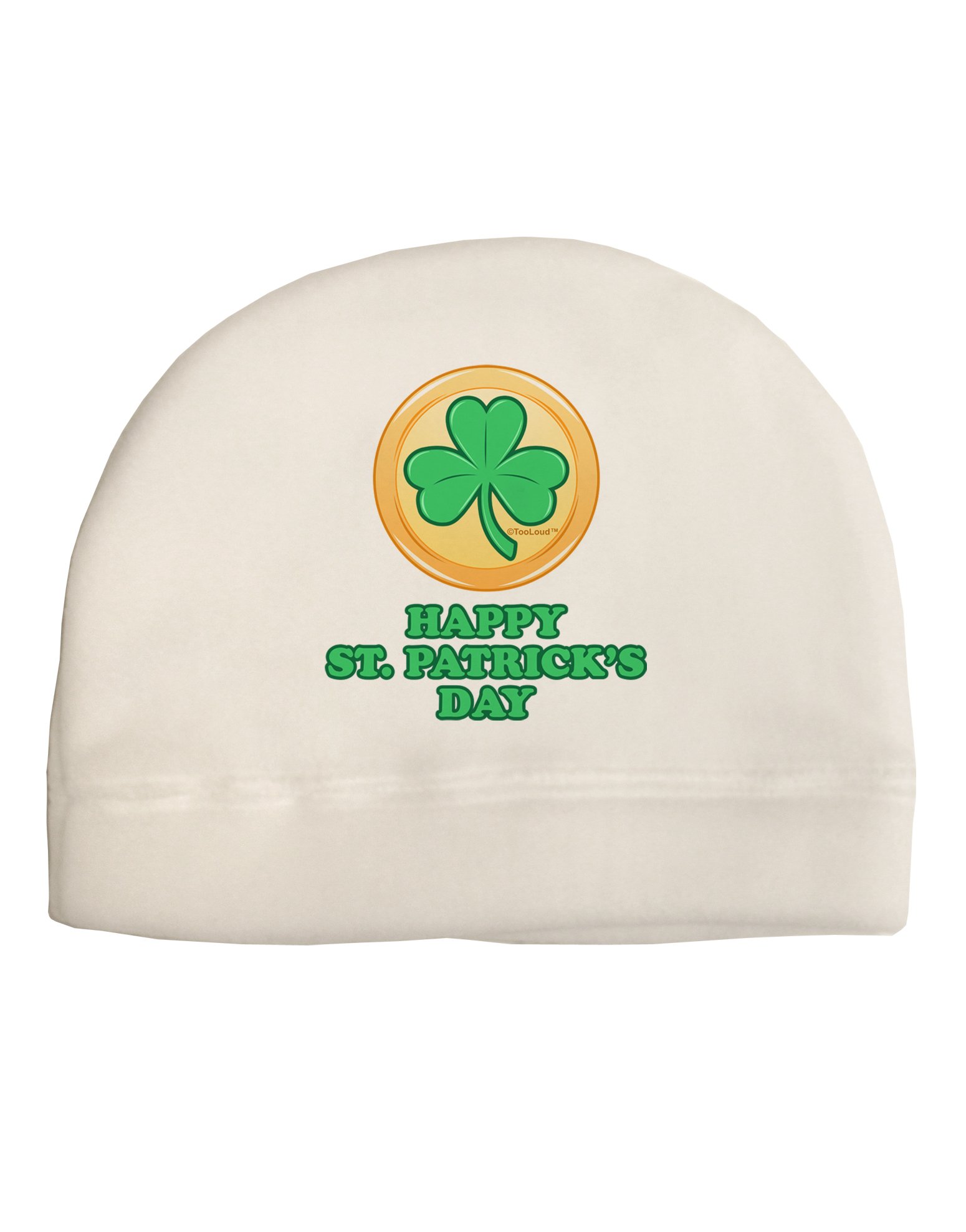 TOOLOUD Shamrock Button - St Patrick's Day Child Fleece Beanie Cap Hat White