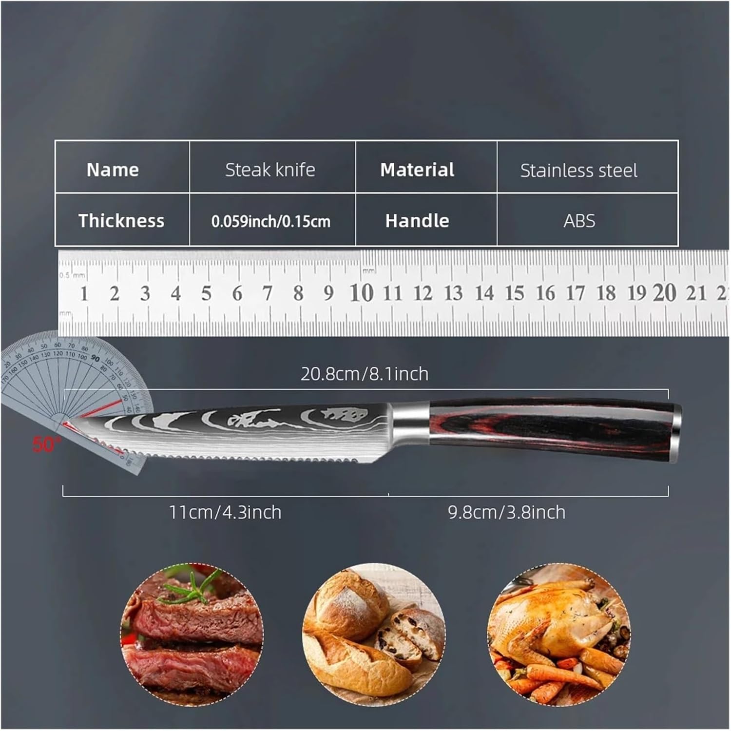 Fit for Steak Knife Set - 4.5-inch Kitchen Knives for | 1/2/4/6/8 Pieces Available(A)