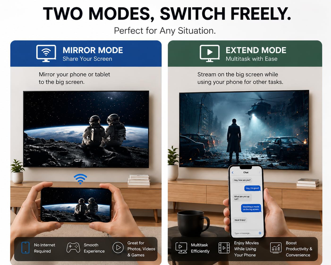Adaptador de Pantalla HDMI inalámbrico EZCast 2, Compatible con Miracast, duplicación de Airplay, DLNA, Android, iOS, Windows, macOS, WiFi de 2.4/5GHZ
