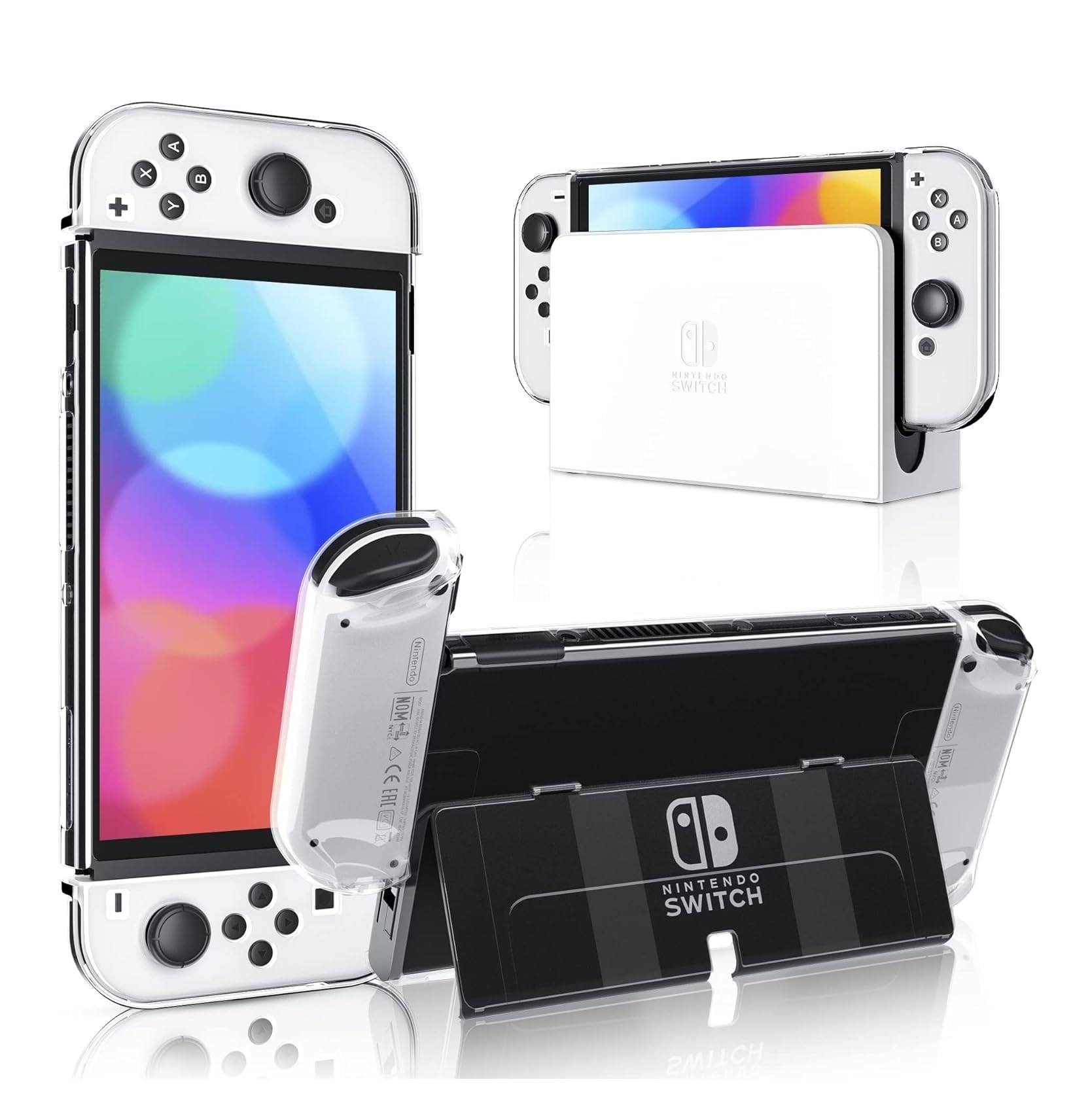 TMG Transparent Case Compatible with Switch OLED, Dockable Clear Protective Case for Switch OLED, Comfort Grip Case with Shock-Absorption and Anti-Scratch Design, Clear, For Smartphone-image-15