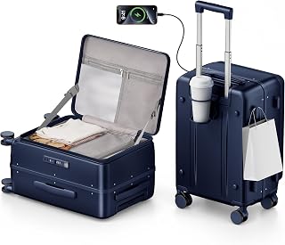 20" Top Opening Carry On, Aluminum Frame,Navy Blue