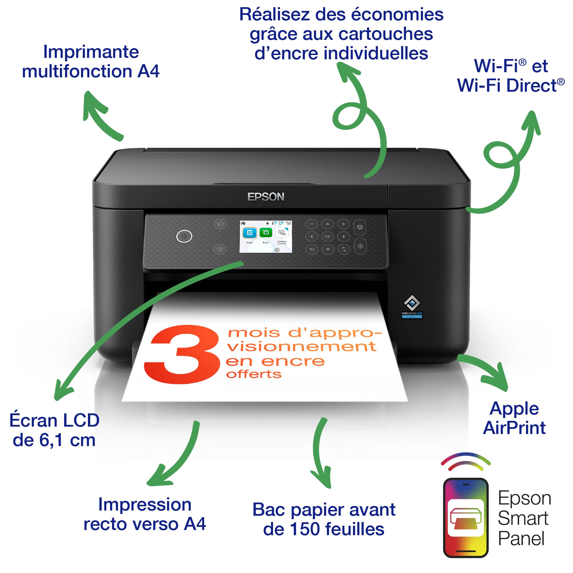 Epson Expression Home XP-5200, Print, Scan, Copy. 4,800 x 1,200 DPI. 1 cm , USB, Wireless LAN IEEE 802.11a/b/g/n, Wi-Fi Direct, Mac OS X, Windows