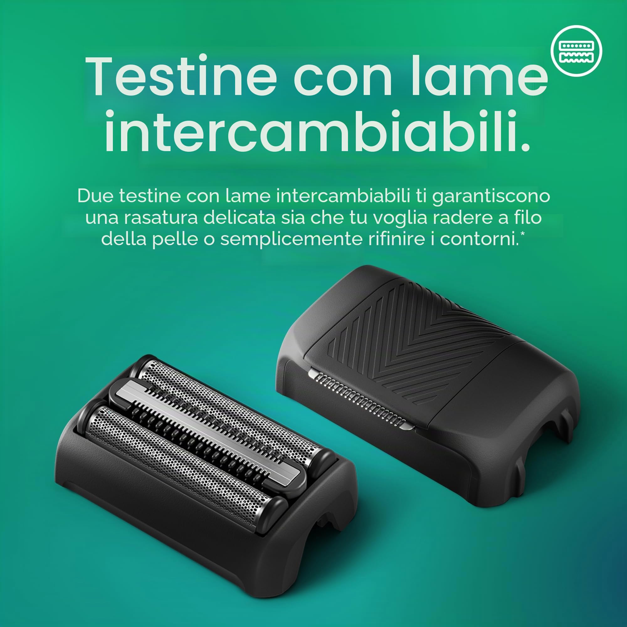 MANSCAPED® The Chairman™ Plus Rasoio Elettrico a Lamina per Viso da Uomo - Due Testine Intercambiabili, Lamina a Tre Lame SkinSafe® e Rifinitore di Precisione per Basette e Linea della Mascella
