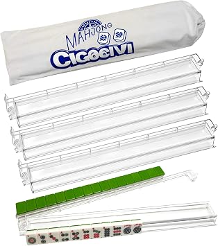 4PCS 18.5" Mahjong Racks with Pushers and Storage Bag Clear
