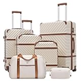 Coolife Luggage Set Suitcase Carry On Luggage PC Hardshell Luggage TSA Lock Spinner Wheels Telescopic Handle