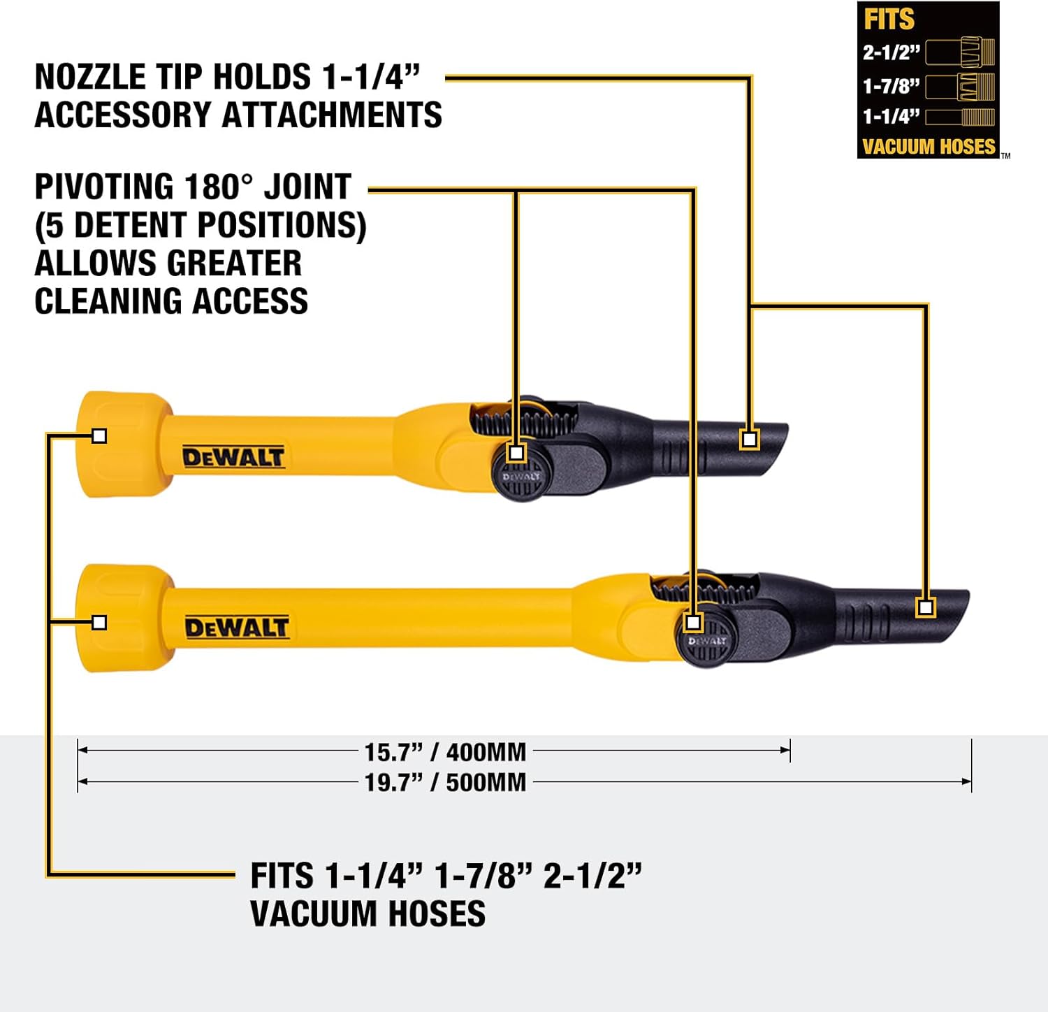 DEWALT 3-in-1 Pro 8-Piece Wet/Dry Vacuum Attachments Kit with Accessory Bag for Efficient Cleaning & Energy Saving, Compatible with Most Wet/Dry Vacs, DXVA00-0801