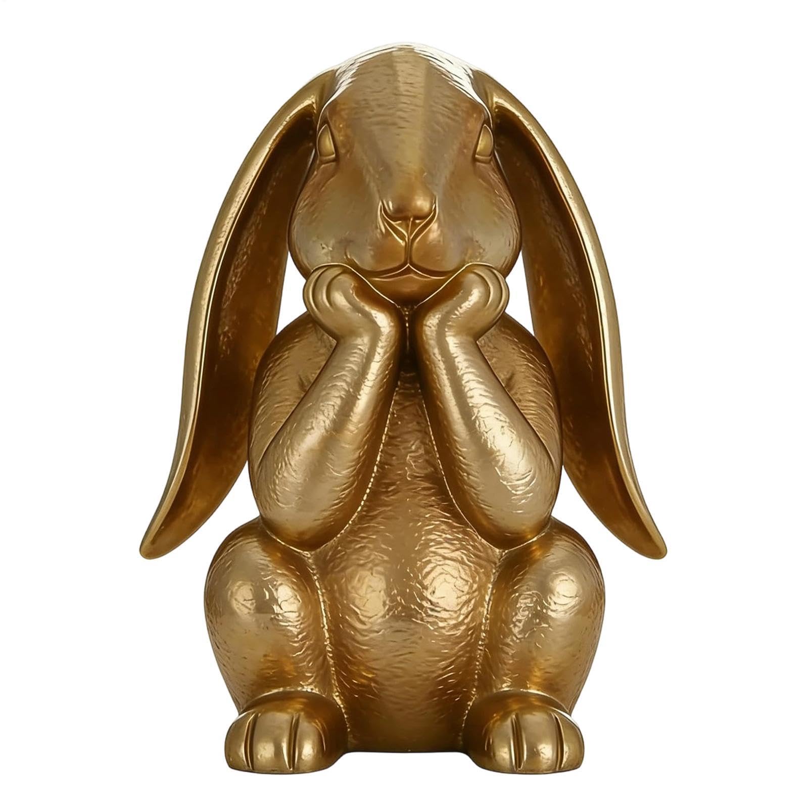 Figurine de lapin doré de Pâques, le cadeau idéal pour décorer une ferme ou un bureau