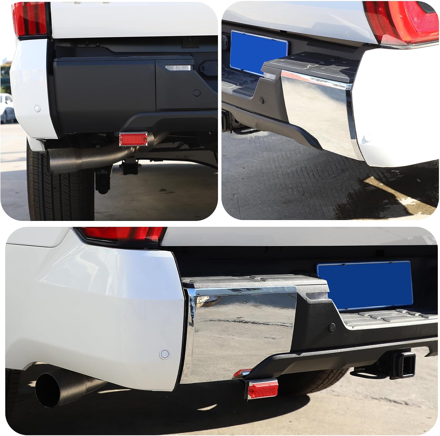 Rear Bumper Protector Corner Cover Trim Compatible with Toyot@ Tundra 2022-2025 ABS Exterior Rear Bumper Protector Corner Anti-Collision Corners Patch Decorative Accessories (Bright Light)