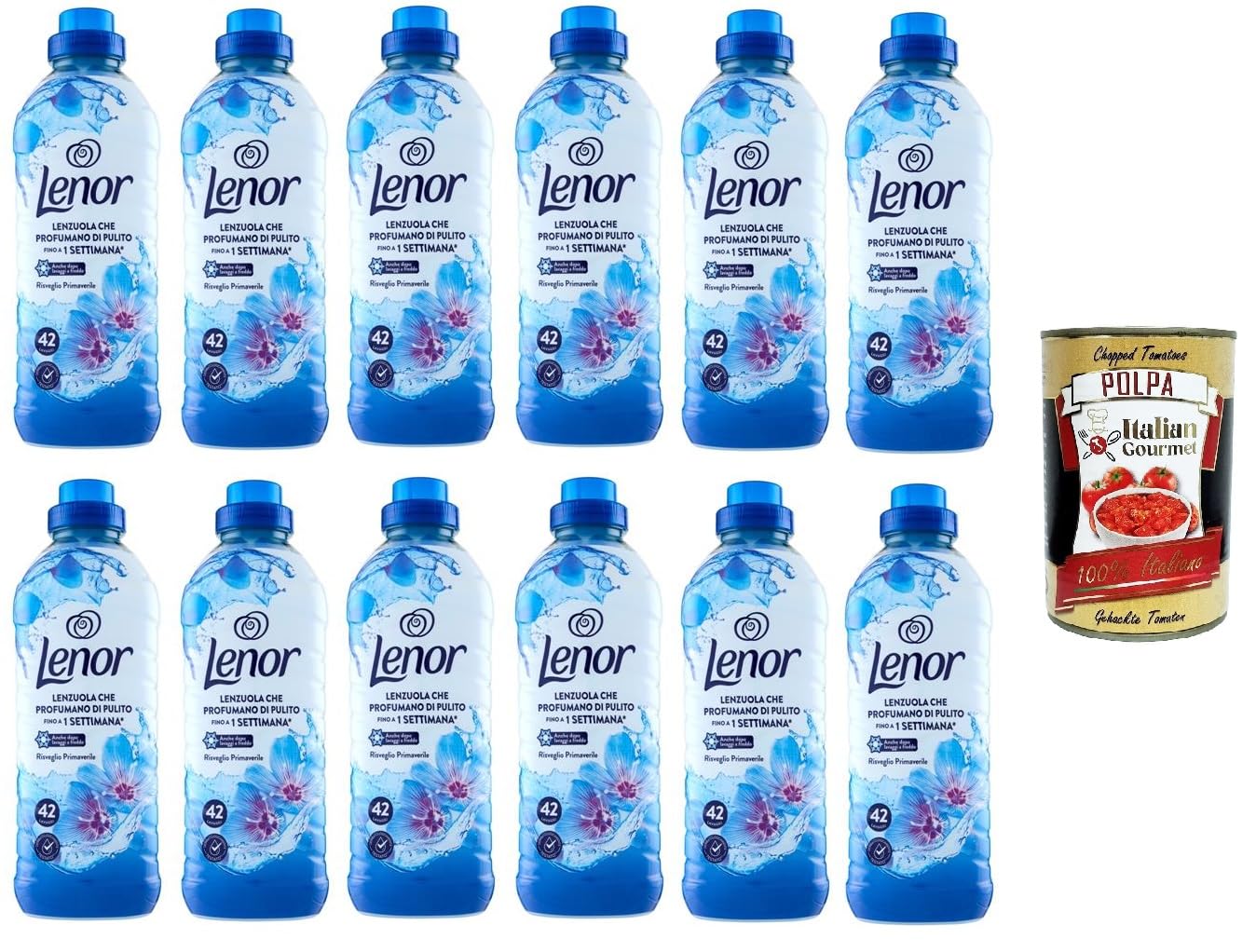 Italian Gourmet Ammorbidente concentrato Weichspüler Frühling 12 x 882ml | Risveglio primaverile per bucato morbido, 42 lavaggi, langanhaltender, Gesamtnettogewicht 10,584 L + Kostenlos Polpa 400g