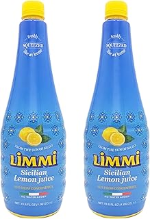 Limmi Sicilian Lemon Juice, 33.8 fl oz (1L) | 100% Freshly Squeezed, Not from Concentrate | Authentic Italian Lemon Juice, Like at Home [Pack of 2]