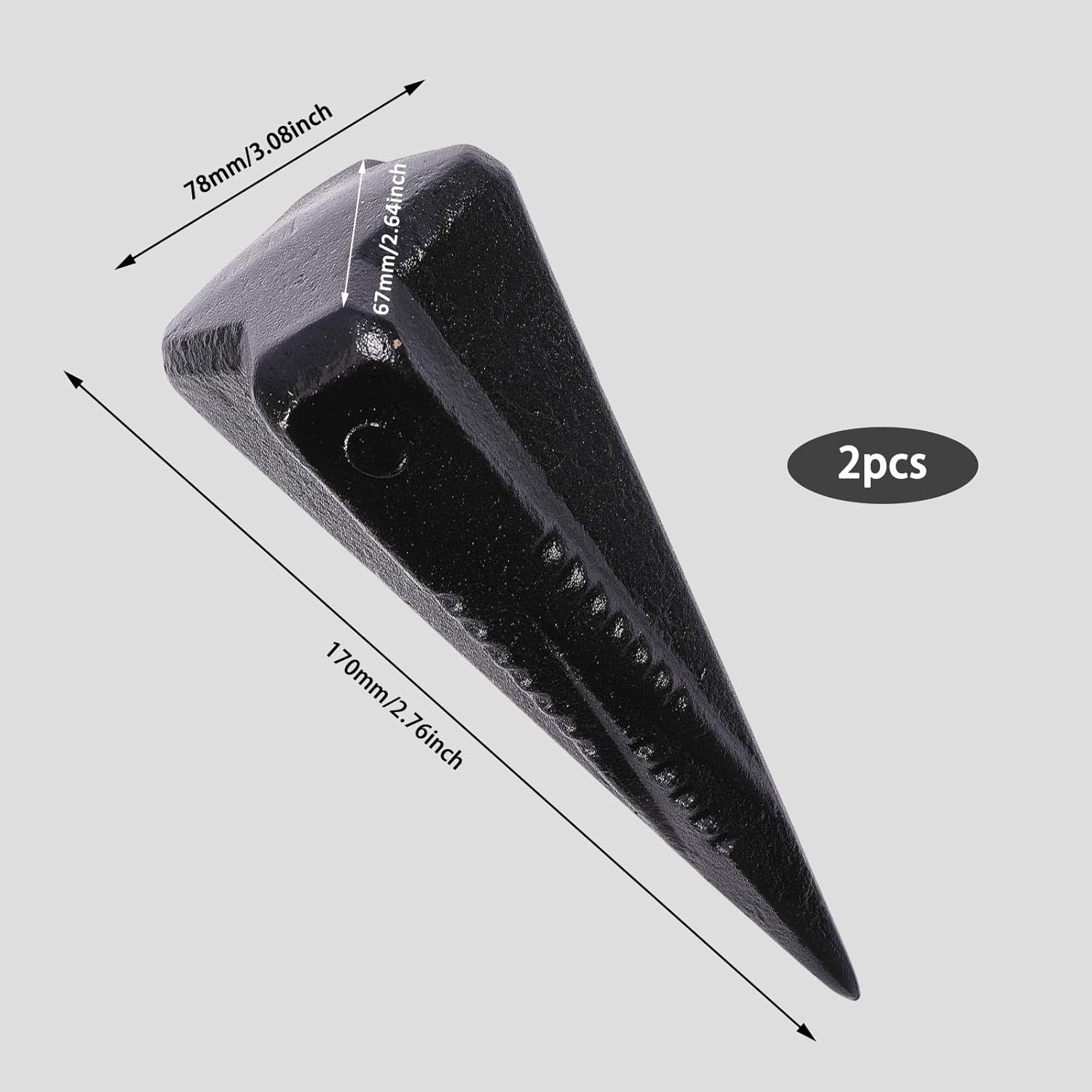 2 Pcs Wood Splitting Wedge Steel Wood Splitter Wedge 4-Direction Splitting Tool for Home Use, Black