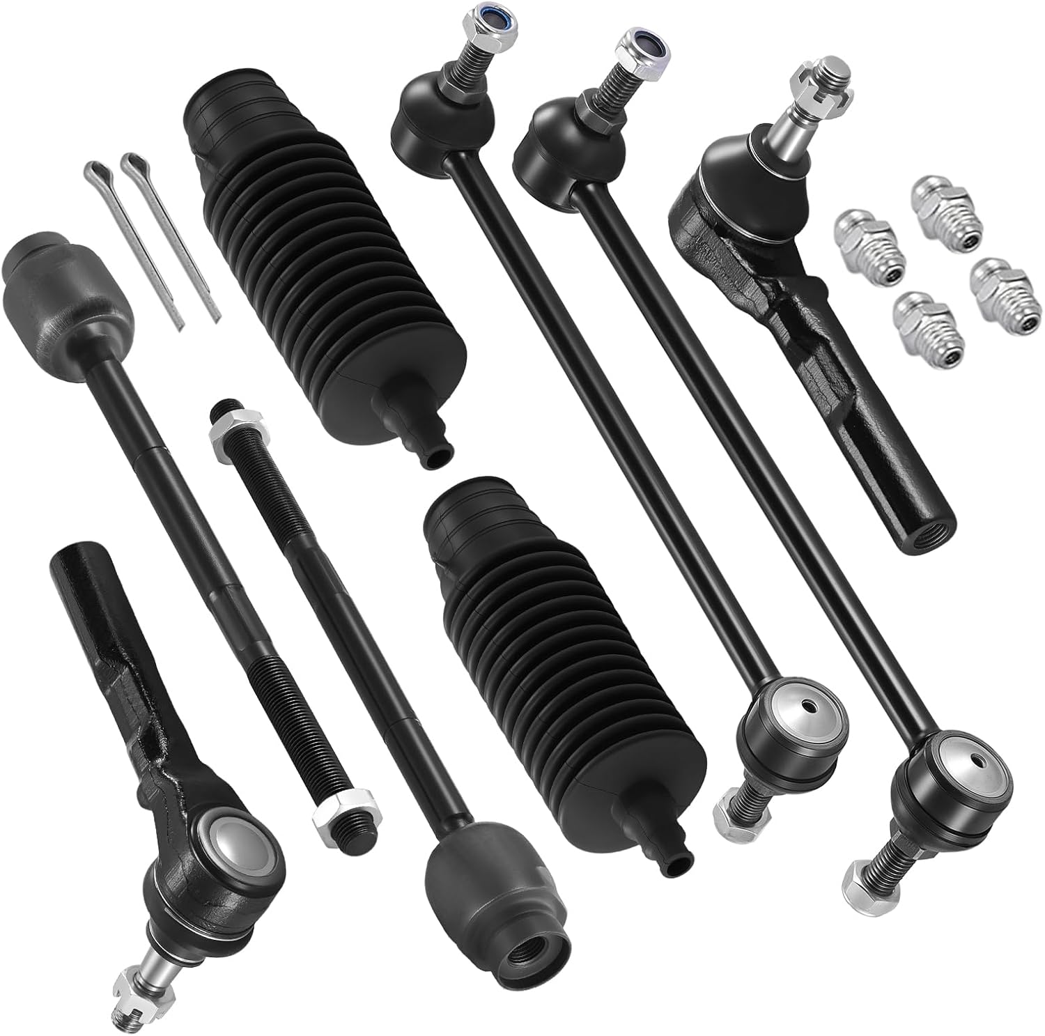 8-PC Steering Suspension Kits Compatible with Chevy Malibu 2004-2012,2xOuter tie rod ES800086,2xInner tie rod EV80988,2xStabilizer Bar Link K80252 (11.8" Center to Center?,2xdust cover