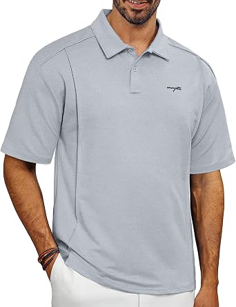 Lexiart Mens Golf Polo Loose Fit Midweight Short Sleeve Moisture Wicking Collared Shirt M-3XL