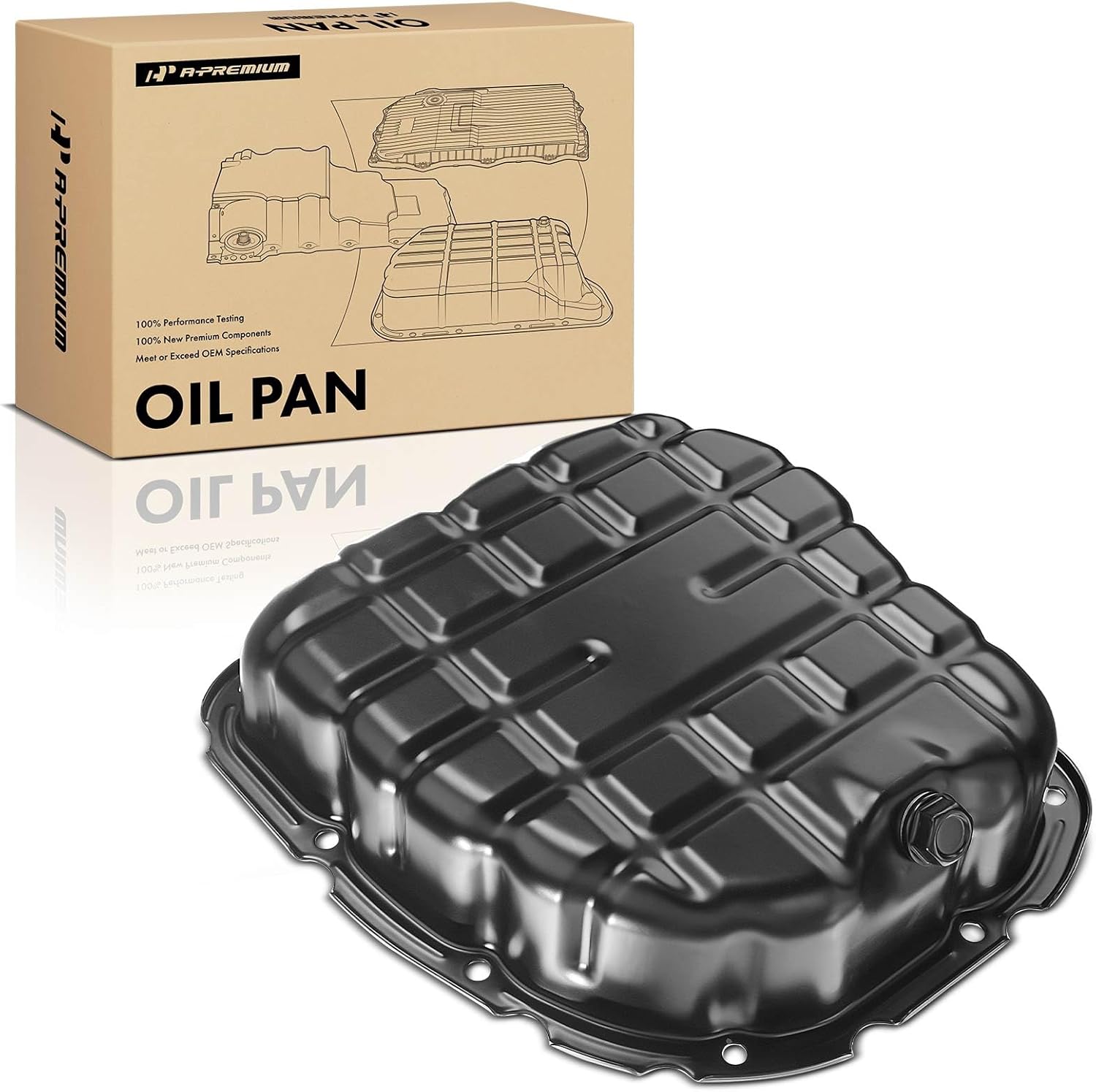 A-Premium Lower Engine Oil Pan Sump with Drain Plug Compatible with Hyundai Santa Fe 2002-2004, Sonata 2002-2005, Kia Optima 2001-2005, L4 2.4L