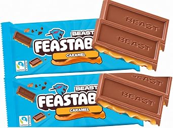 Beast Chocolate Bars | Caramel 60g x2 | Treats for Kids | Small Gifts Presents | NEW FLAVOUR