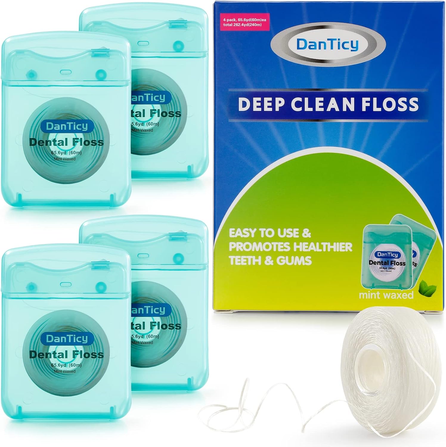 Dental Floss Deep Clean Waxed Floss Extra Wide Cleaning Slides Smoothly & Easily