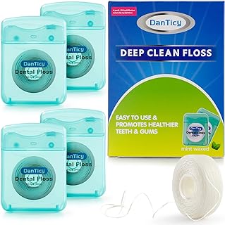 Dental Floss Deep Clean Waxed Floss Extra Wide Cleaning Slides Smoothly & Easily Perfect for Individuals with Tight & Small Gaps Between Teeth PFAS Free | Mint Flavored 66Yards x 4 Pack 630D