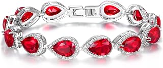 EVER FAITH Prong Cubic Zirconia Wedding Tennis Bracelets for Women, Teardrop Birthstone Bracelet for Women Prom, Bridal Jewelry