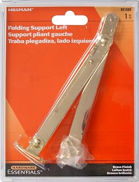 Hardware Essentials 851580 Folding Support Left Side Brass