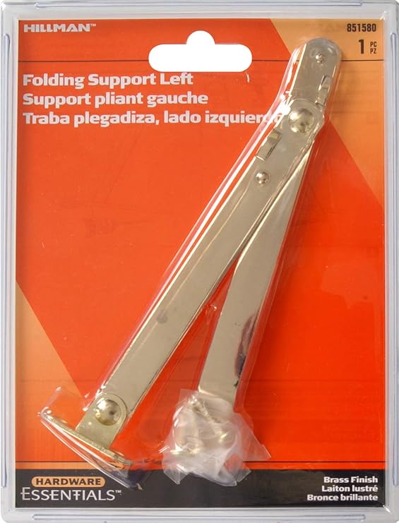 Hardware Essentials 851580 Folding Support Left Side Brass