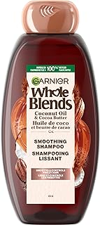 Garnier Whole Blends Smoothing Shampoo for Frizzy Hair, with Coconut Oil and Cocoa Butter, Paraben-Free, 650ml