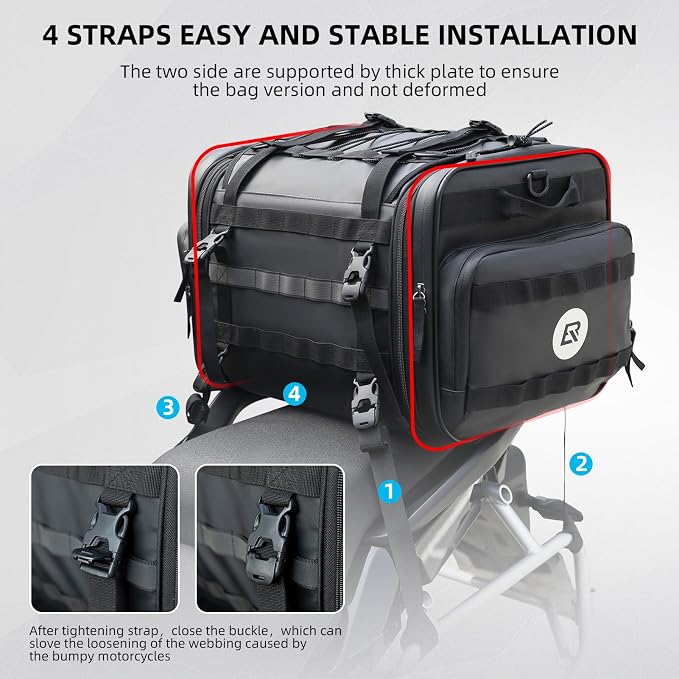 Bolsa de cola para motocicleta ROCKBROS 50L negra miniatura 5