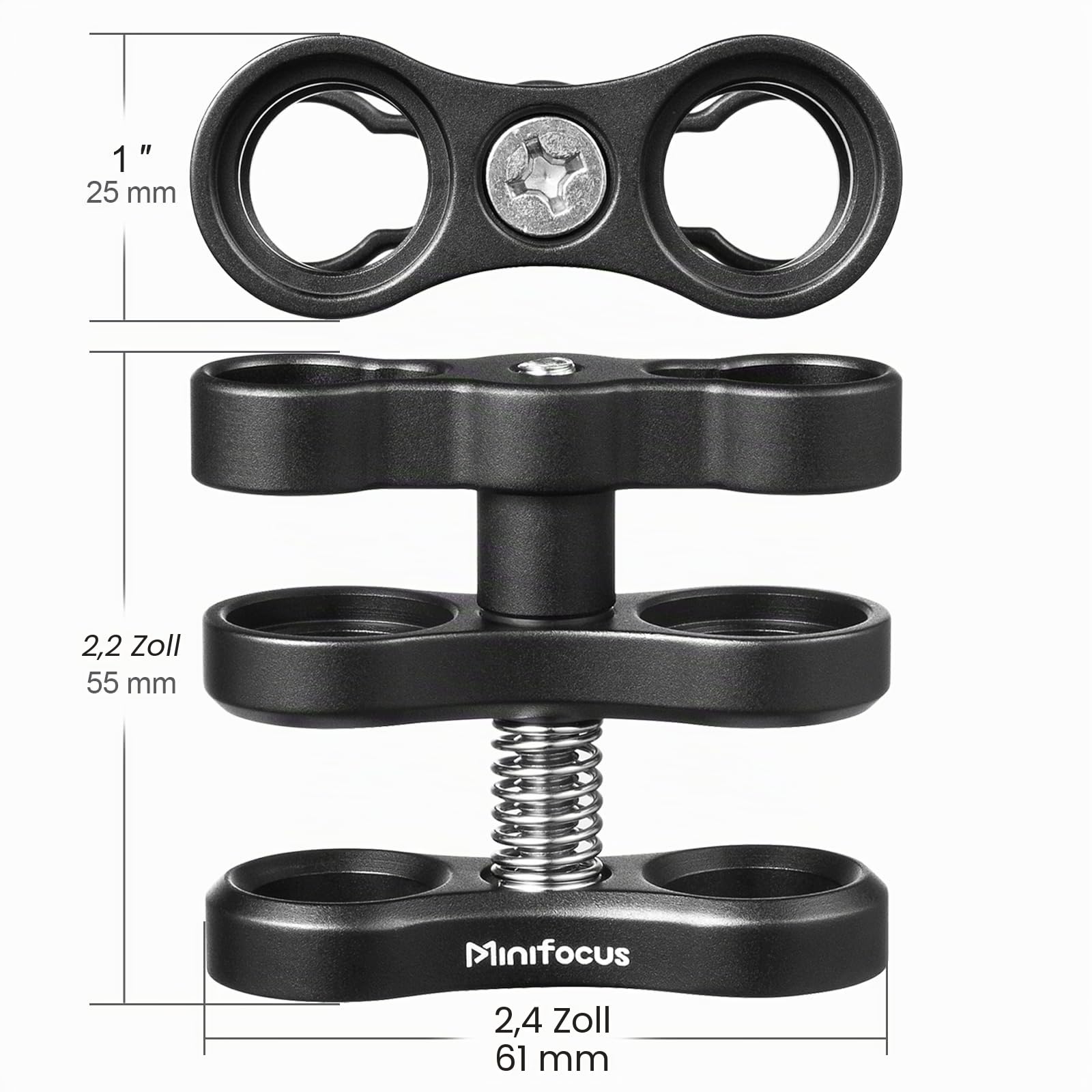 MINIFOCUS 4PCS 1'' Aluminium Kugelklemmhalterung für Unterwasser-Tauchlicht-Arm-Tray-System, Fotografie-Tauchkamera, 360° Clip-Adapterhalterung für Action-Kamera-Taschenlampen-Arm-System