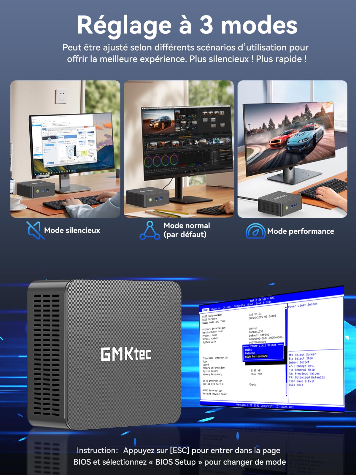 GMKtec G3 Pro Mini PC Intel i3-10110U 16Go DDR4 RAM 512Go SSD WiFi6 BT5.2 2.5G LAN