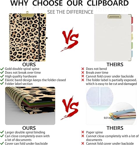 Miniatura 10 de Carpeta portapapeles con bloc de notas con forro recargable para tamaño carta (11 x 8.5 pulgadas), 5 divisores con almacenamiento de 10 bolsillos,