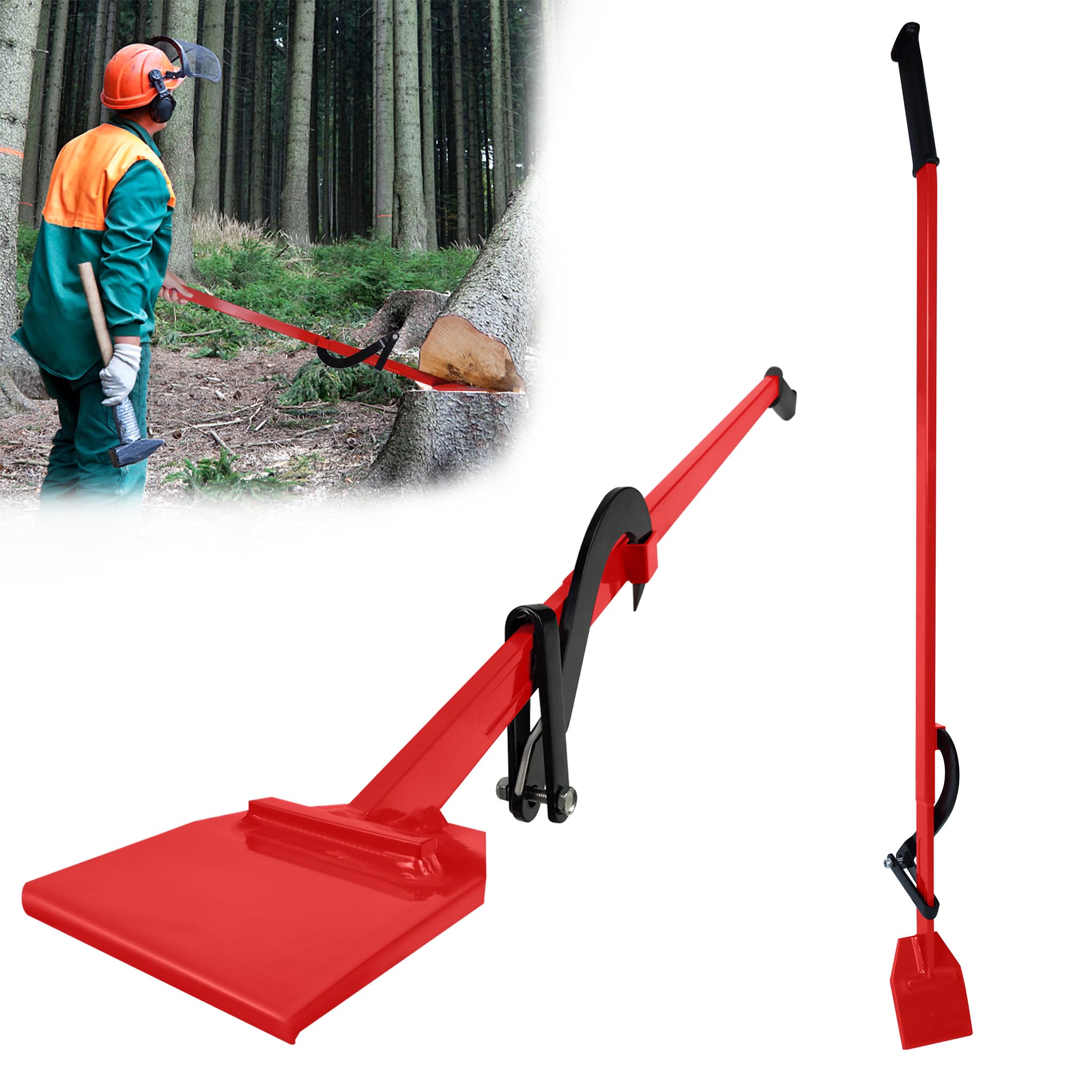 ACXIN Sollevatore per cascate degli alberi, 130 cm, sollevatore forgiato con gancio reversibile e impugnatura ergonomica antiscivolo, aiuto per la caduta degli alberi